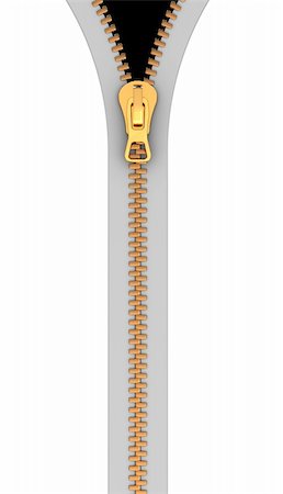 3d illustration of golden zipper, with white fabric over white background Stock Photo - Budget Royalty-Free & Subscription, Code: 400-05664465