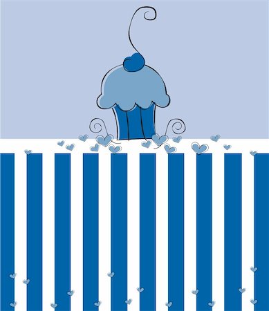 Cute blue birthday party cupcake invite Stock Photo - Budget Royalty-Free & Subscription, Code: 400-05664495