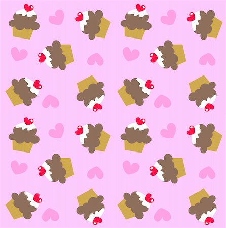 seamless cupcake pattern Stock Photo - Budget Royalty-Free & Subscription, Code: 400-05664690