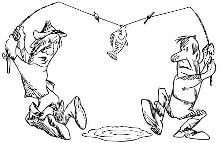 fisherman cartoon - Two fishers fighting for fish Stock Photo - Budget Royalty-Free & Subscription, Code: 400-05666119