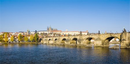 prager schloss - Prague Castle with Charles bridge, Prague, Czech Republic Photographie de stock - Aubaine LD & Abonnement, Code: 400-05668441