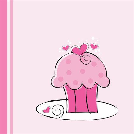 Cute pink birthday party heart cupcake Photographie de stock - Aubaine LD & Abonnement, Code: 400-05668587