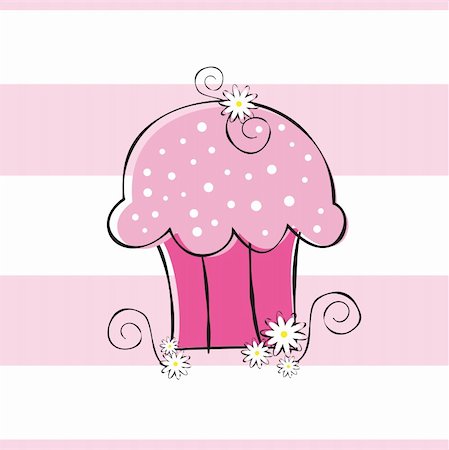 simsearch:400-05316582,k - Cute pink birthday party flower cupcake Stock Photo - Budget Royalty-Free & Subscription, Code: 400-05668588