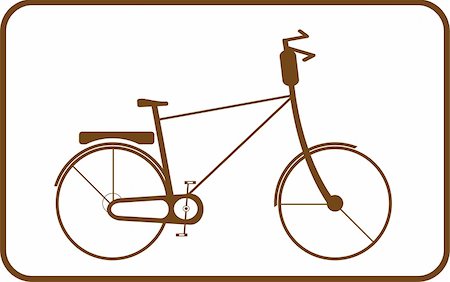 eco travel - Silhouette brown bike on white background in frame Foto de stock - Super Valor sin royalties y Suscripción, Código: 400-05669212