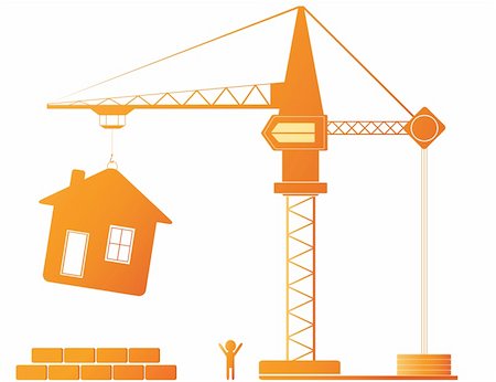 Construction equipment - crane and new house Stock Photo - Budget Royalty-Free & Subscription, Code: 400-05669213