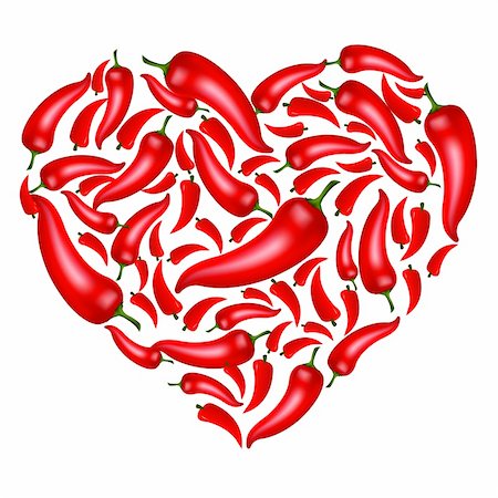 relish - Chili Pepper Heart Shape, Isolated On White Background, Vector Illustration Photographie de stock - Aubaine LD & Abonnement, Code: 400-05669233