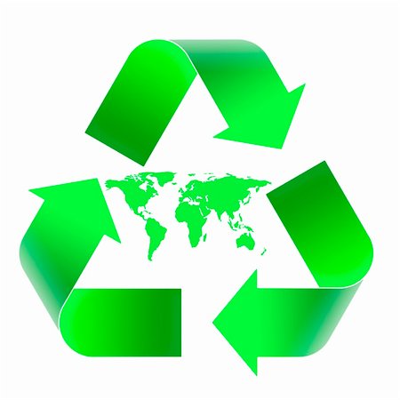 Recycling emblem with a map of the globe Stock Photo - Budget Royalty-Free & Subscription, Code: 400-05669249