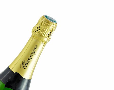 popping champagne cork - A Champagne bottle on white background Stock Photo - Budget Royalty-Free & Subscription, Code: 400-05669288