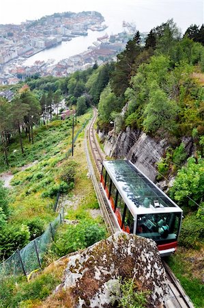 Bergen funicular and Bergen harbour in the background Stock Photo - Budget Royalty-Free & Subscription, Code: 400-05669314