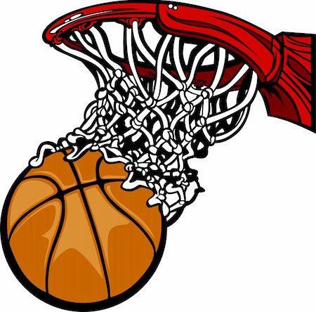 Cartoon Image of a Basketball Shooting through the Rim and Net Stock Photo - Budget Royalty-Free & Subscription, Code: 400-05669549