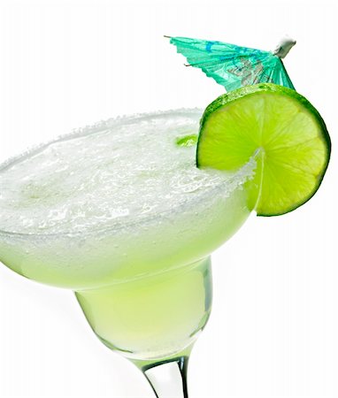 salt rim - Margarita in glass with lime isolated on white background Stock Photo - Budget Royalty-Free & Subscription, Code: 400-05669602