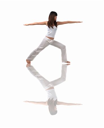 simsearch:400-05706252,k - asian girl yoga with isolated white background Foto de stock - Super Valor sin royalties y Suscripción, Código: 400-05663155