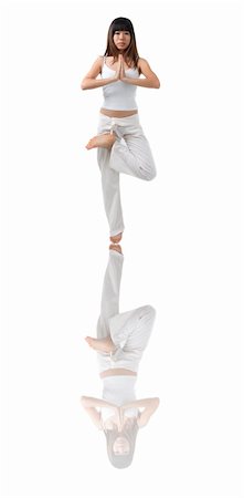 simsearch:400-05706252,k - asian girl yoga with isolated white background Foto de stock - Super Valor sin royalties y Suscripción, Código: 400-05663156
