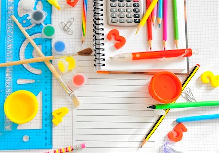 paint supplies - school things Stock Photo - Budget Royalty-Free & Subscription, Code: 400-05663369