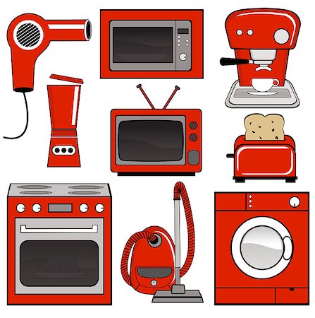 A set of red household appliances Stock Photo - Budget Royalty-Free & Subscription, Code: 400-05663655