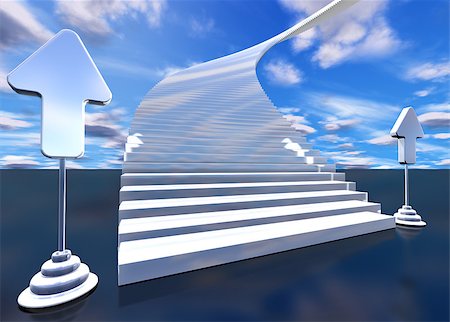 paradise background - 3d image of stairway to heaven with arrows Stock Photo - Budget Royalty-Free & Subscription, Code: 400-05663889