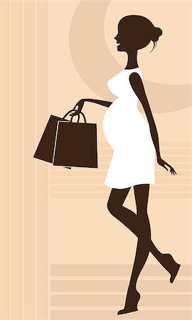 A Silhouette of a fashionable pregnant woman Stock Photo - Budget Royalty-Free & Subscription, Code: 400-05663931