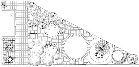 Plan of garden decorative plants black and white Stock Photo - Budget Royalty-Free & Subscription, Code: 400-05663947