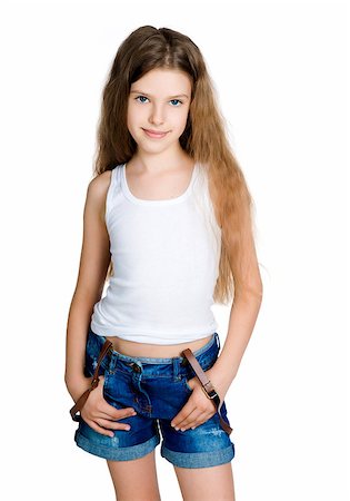 fun preteen models - Little girl  on a white background isolated Stock Photo - Budget Royalty-Free & Subscription, Code: 400-05663967