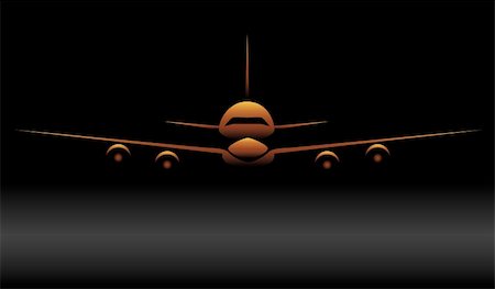 Gold airplane silhouette getting ready for takeoff Stock Photo - Budget Royalty-Free & Subscription, Code: 400-05674027