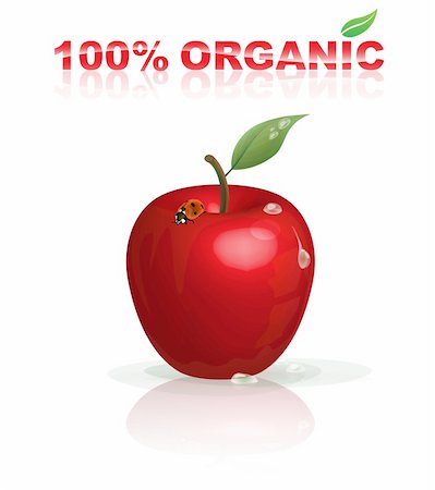 simsearch:400-06699773,k - Natural red organic apple with ladybird and water drop Photographie de stock - Aubaine LD & Abonnement, Code: 400-05674030