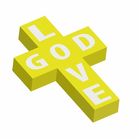 simsearch:400-04152433,k - 3d golden crucifix symbol with words love god Photographie de stock - Aubaine LD & Abonnement, Code: 400-05674101