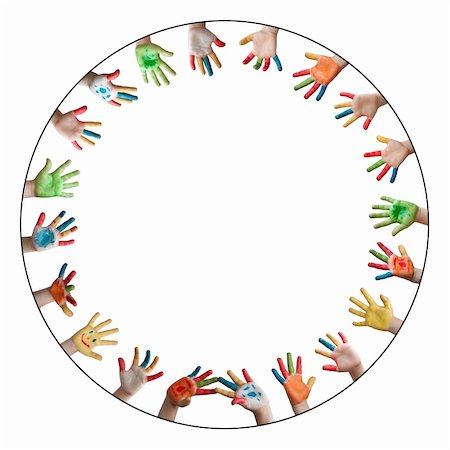 fun happy colorful background images - Painted colorful hands . Circle frame with hands Stock Photo - Budget Royalty-Free & Subscription, Code: 400-05674119