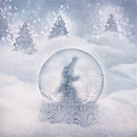 simsearch:400-05674130,k - Snow globe with snowman. Winter Christmas background with snow globe Foto de stock - Royalty-Free Super Valor e Assinatura, Número: 400-05674130