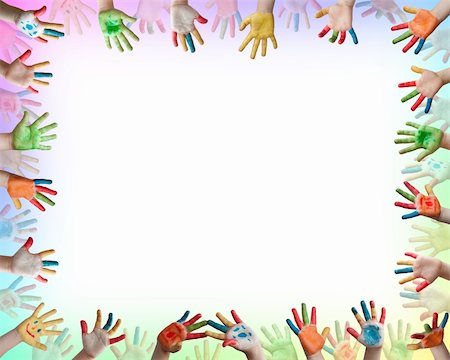 education pattern background - Painted colorful hands . Frame with hands Stock Photo - Budget Royalty-Free & Subscription, Code: 400-05674143