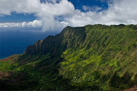 Landscape shot of the Na Pali Coast in Kauai, Hawaii on a partly cloudy day. Stock Photo - Budget Royalty-Free & Subscription, Code: 400-05674314