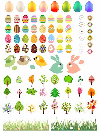 Big collection of easter eggs,trees,animals and flowers Stock Photo - Budget Royalty-Free & Subscription, Code: 400-05674424