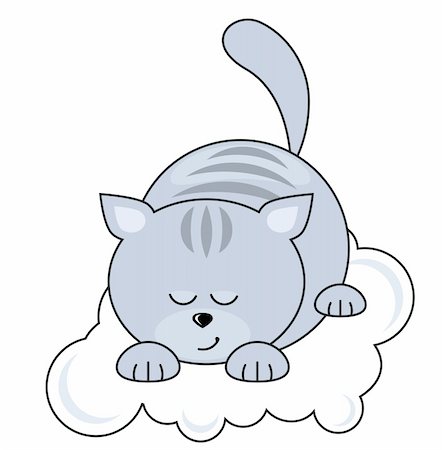 Small blue pretty cat sleeping on a cloud Stock Photo - Budget Royalty-Free & Subscription, Code: 400-05674429