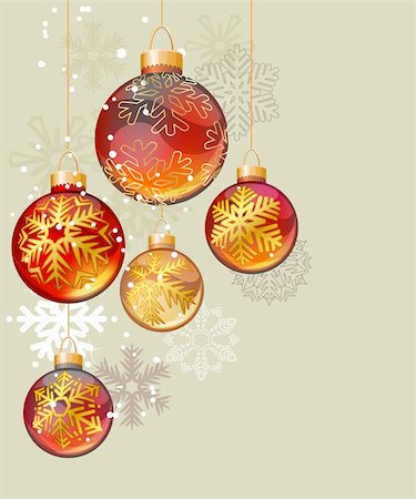 simsearch:400-05364565,k - Christmas background with glass balls and contour snowflakes Stock Photo - Budget Royalty-Free & Subscription, Code: 400-05674436