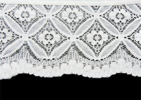 simsearch:400-05677711,k - White lace with pattern in the manner of flower on black background Foto de stock - Royalty-Free Super Valor e Assinatura, Número: 400-05674626