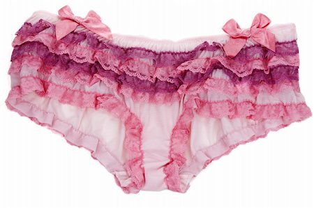 pink fabric fashion studio - Light feminine panties with black point on white background Stock Photo - Budget Royalty-Free & Subscription, Code: 400-05674638