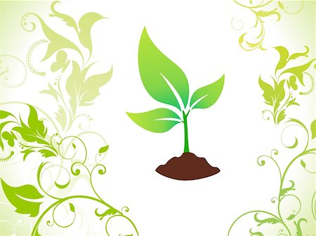 stencil - abstract green eco plant with soil  vector illustration Foto de stock - Super Valor sin royalties y Suscripción, Código: 400-05674701