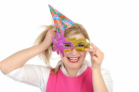 simsearch:400-07748143,k - Pretty party female celebrating birthsday and having fun. isolated Stock Photo - Budget Royalty-Free & Subscription, Code: 400-05674717