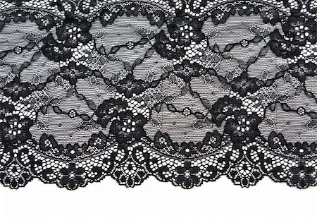 simsearch:400-05677711,k - Black lace with pattern with form flower on white background Foto de stock - Royalty-Free Super Valor e Assinatura, Número: 400-05674769