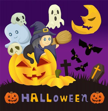 simsearch:400-05229027,k - cartoon Halloween card Stock Photo - Budget Royalty-Free & Subscription, Code: 400-05674760