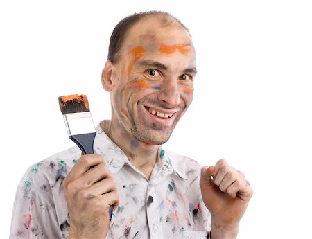 Funny and some mad young man with painted hands and face Stock Photo - Budget Royalty-Free & Subscription, Code: 400-05674889