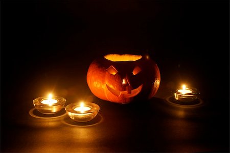 lantern, illuminating pumpkin in dark night Stock Photo - Budget Royalty-Free & Subscription, Code: 400-05674936