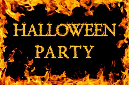 halloween party in fire frame Stock Photo - Budget Royalty-Free & Subscription, Code: 400-05674942