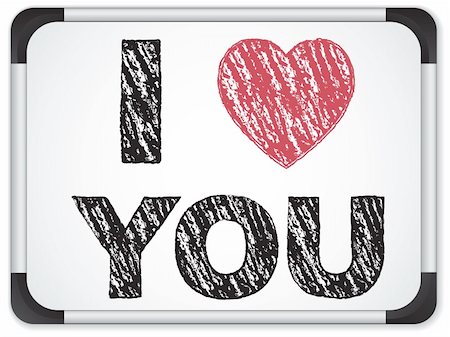 Vector - Whiteboard with I Love Heart You Message written with Chalk Photographie de stock - Aubaine LD & Abonnement, Code: 400-05675163