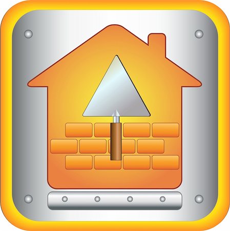 simsearch:400-05683787,k - sign with a trowel and brick house Stock Photo - Budget Royalty-Free & Subscription, Code: 400-05675339