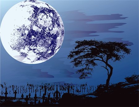 The picture on the theme of Halloween with a cemetery and the moon. Vector illustration of a format EPS. Stock Photo - Budget Royalty-Free & Subscription, Code: 400-05675387