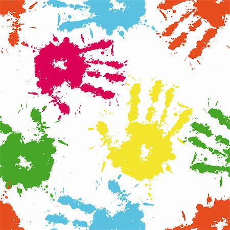 Print ink of hand of child, seamless cute teamwork pattern,vector grunge illustration Stock Photo - Budget Royalty-Free & Subscription, Code: 400-05675414