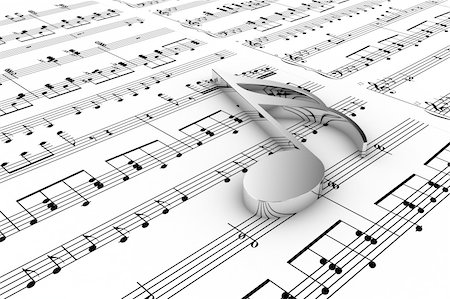 Silver musical note on a  background written notes Stock Photo - Budget Royalty-Free & Subscription, Code: 400-05675419