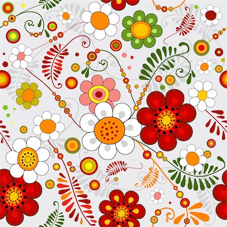 pastel spring pattern - Grey seamless floral pattern with vivid flowers (vector) Stock Photo - Budget Royalty-Free & Subscription, Code: 400-05675820