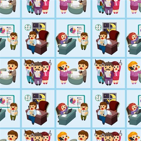 seamless cartoon office worker pattern Stock Photo - Budget Royalty-Free & Subscription, Code: 400-05675841
