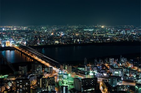 Skyline of Suita and Toyonaka City in Japan at night with lots of lights Stock Photo - Budget Royalty-Free & Subscription, Code: 400-05676026